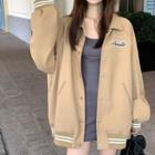 Letter Embroidered Bomber Jacket 20509:28383 - Khaki - One Size