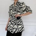 Zebra Print Double-breasted Blazer
