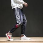 Color Panel Washed Straight-fit Jeans