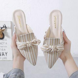 Low-heel Pointed Striped Mules