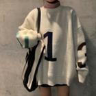 Numbering Sweater / Mock Turtleneck Long-sleeve Top