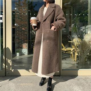 Hidden-button Faux-shearling Coat