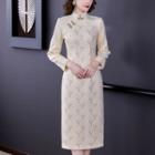 Traditional Chinese Long-sleeve Lace Qipao Dress