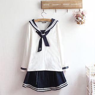 Set: Sailor Collar Blouse + Pleated Skirt / Sailor Collar Blouse / Pleated Skirt
