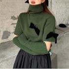 Detachable Sleeve Guards High-neck Knit Top