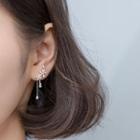 Sterling Silver Rhinestone Flower Fringed Stud Earring