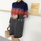 Chevron Patterned Long Knit Dress