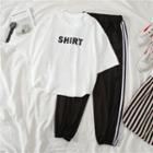 Set: Lettering T-shirt + Striped Sweatpants