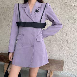 Color-block Loose-fit Blazer As Figure - One Size