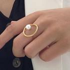 Faux Pearl Accent Ring As Shown In Figure - One Size