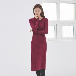 Round-neck Ribbed Long Knit Dress