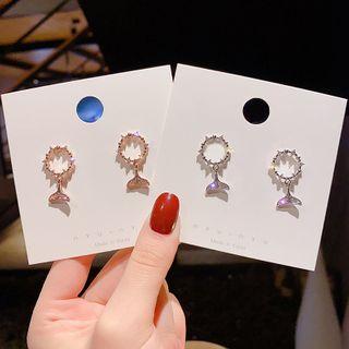 925 Sterling Silver Rhinestone Fishtail Drop Earring