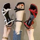 Knotted Ankle Strap Chunky Heel Sandals