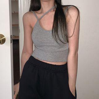 Strappy Crop Top Gray - One Size