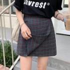 Color-block Plaid Short Skirt
