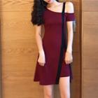 Irregular Cold-shoulder Mini A-line Dress