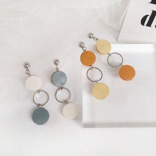Color Block Geometric Drop Earring / Clip-on Earring