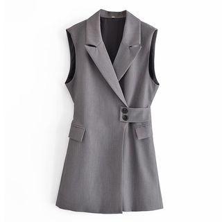 Sleeveless Plain Slim-fit Jacket