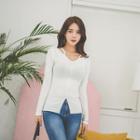 Plunge-neck Cutout T-shirt