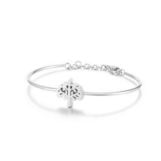 Fashion And Simple Tree Of Life 316l Stainless Steel Bangle Silver - One Size
