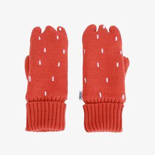 Dotted Knit Mittens Tangerine Red - One Size