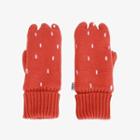 Dotted Knit Mittens Tangerine Red - One Size