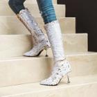 High-heel Sequined Tall Boots