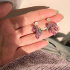Rhinestone Gemstone Grapes Dangle Earring 1 Pair - 925 Silver - Earrings - Purple - One Size