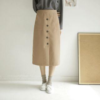 Button-down H-line Midi Skirt
