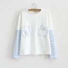 Striped Long-sleeve Embroidered T-shirt