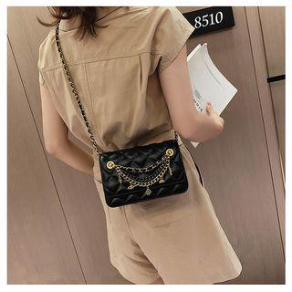 Dangle Accent Quilted Crossbody Satchel