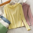 Lightweight Slim-fit Hooded Knit Top In 7 Colors