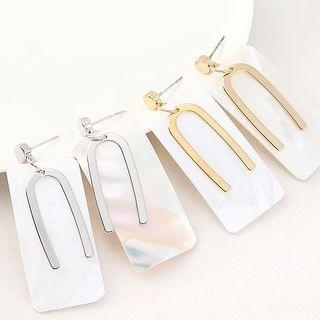 Alloy U Shape Rectangle Shell Dangle Earring