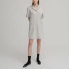 Open-placket Multi-pocket Tweed Dress