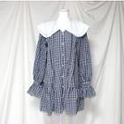 Plaid Bell-sleeve Collared Dress