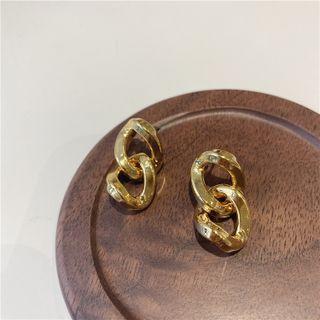 Chained Ear Stud 1 Pair - Silver Needle - Gold - One Size