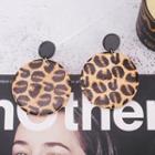 Leopard Print Disc Drop Earring 1 Pair - Brown - One Size