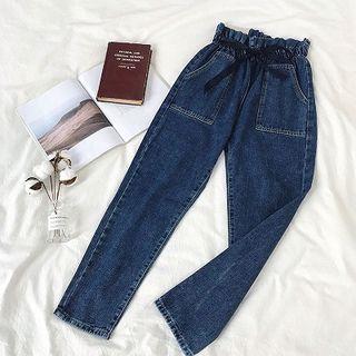 Double-pocket High-waist Cropped Jeans
