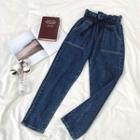 Double-pocket High-waist Cropped Jeans