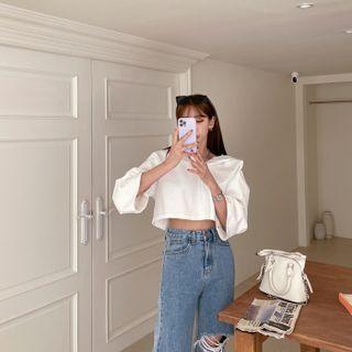 Wide-sleeve Cropped Hoodie