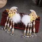 Fluffy Fringe Hair Clip White & Gold - One Size