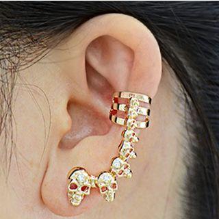 Rhinestone Skull Cuff Earring