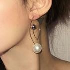 Faux Pearl Asymmetrical Dangle Earring 1 Pair - Faux Pearl - Silver - One Size