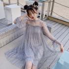 Bell-sleeve Mesh Dress
