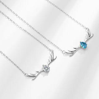 Deer Rhinestone Pendant Sterling Silver Necklace