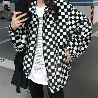 Check Zip Jacket Black & White - One Size