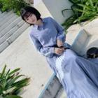 Set: Plain Shirt + Midi Pleated Skirt