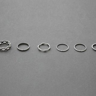 Various Ring Set Of 6 Silver - One Size