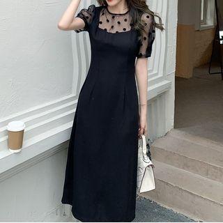 Mock Two-piece Dotted Sheath Dress