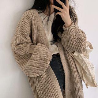 Chunky-knit Open Front Midi Cardigan